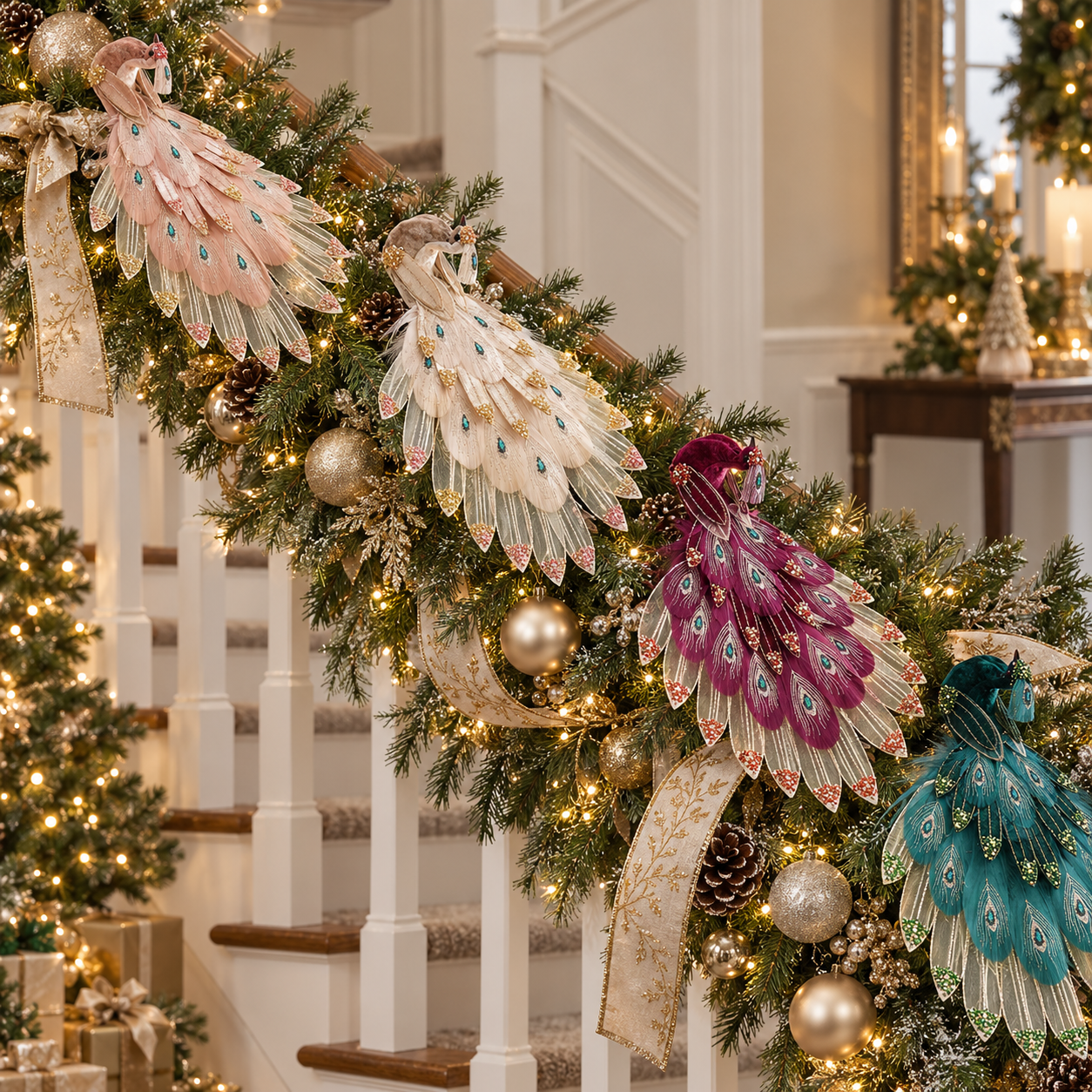 Elegant Peacock Christmas Ornament