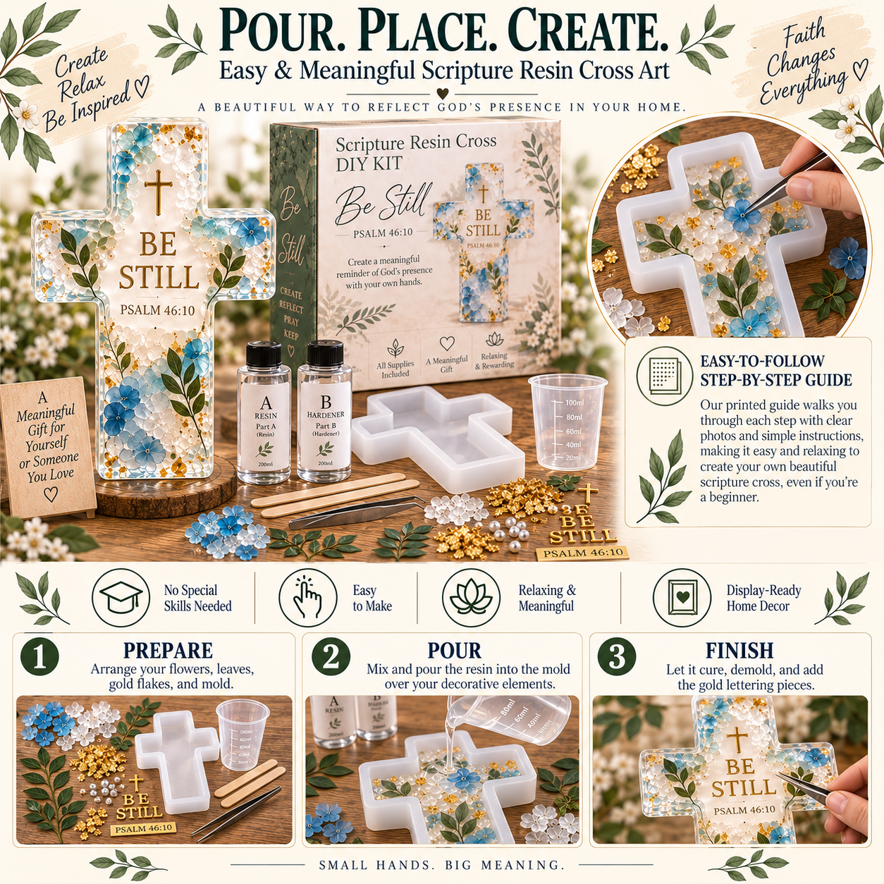 ✝️Psalm 46:10 - Be Still Scripture Resin Cross DIY Kit