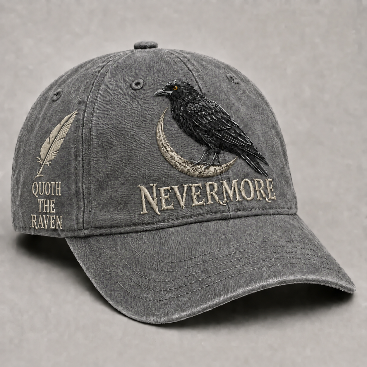 ⬛🐦Nevermore Embroidered Raven Vintage Cap | Gothic Bird Lover Hat