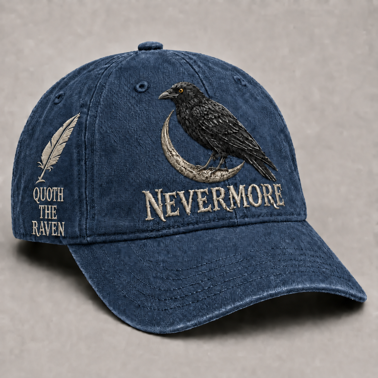 ⬛🐦Nevermore Embroidered Raven Vintage Cap | Gothic Bird Lover Hat