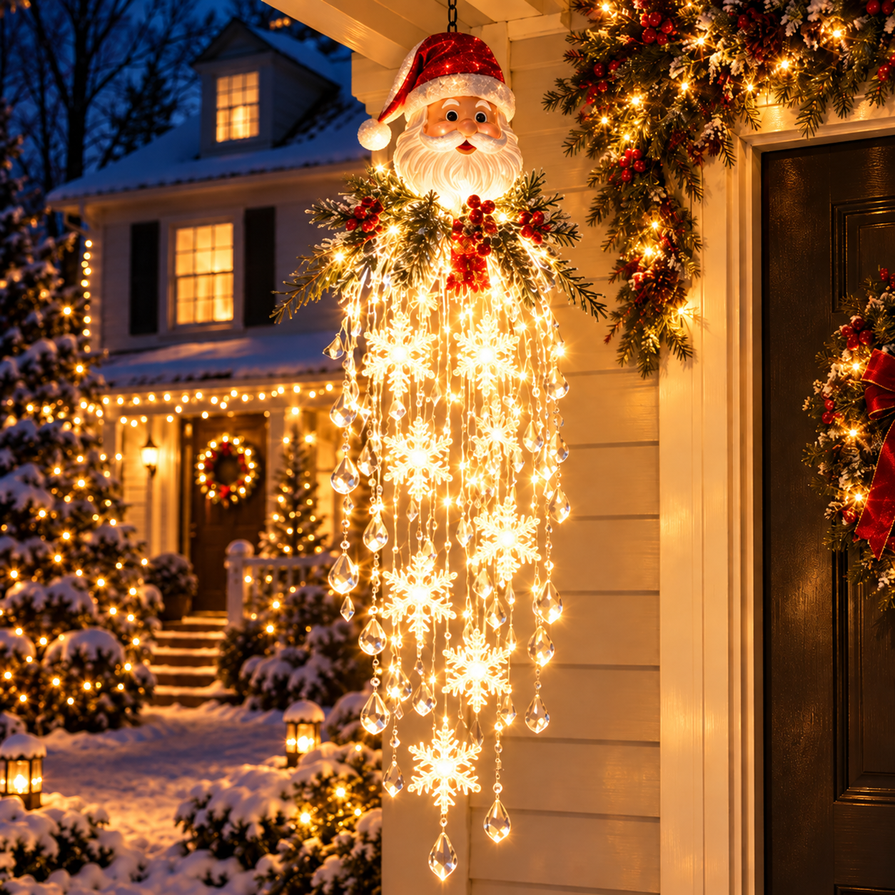 ❄️Crystal Cascade Christmas Light™ – Hanging Snowflake & Crystal LED Porch Décor ✨