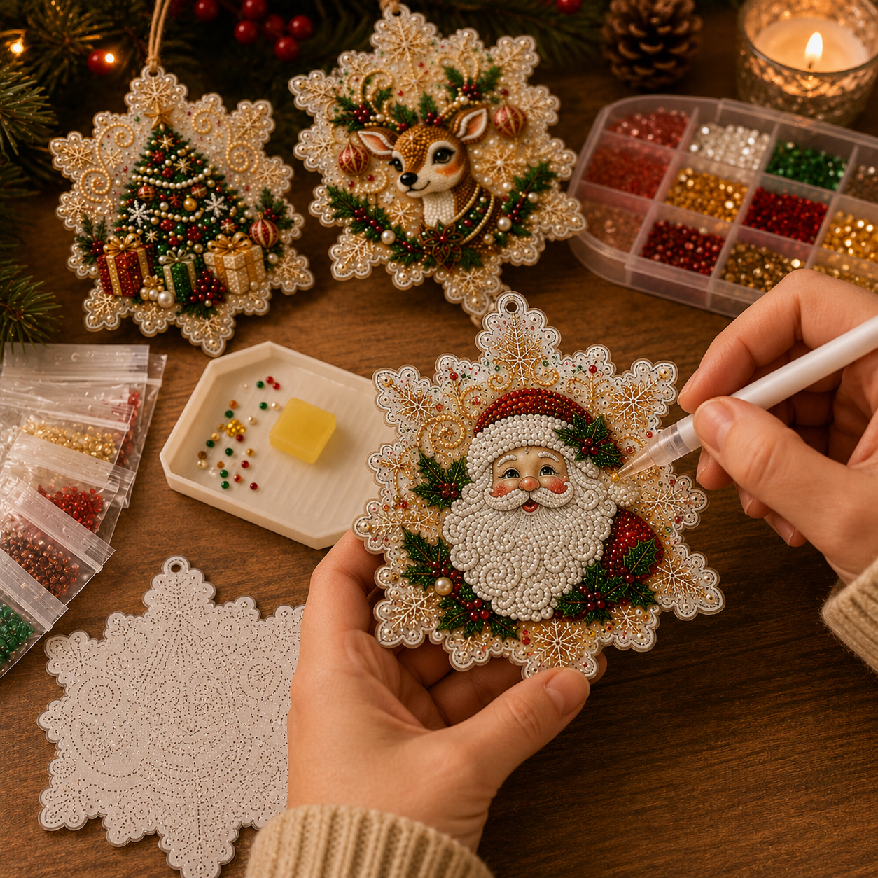 6-Piece Christmas Diamond Painting Ornament Kit 🎄✨