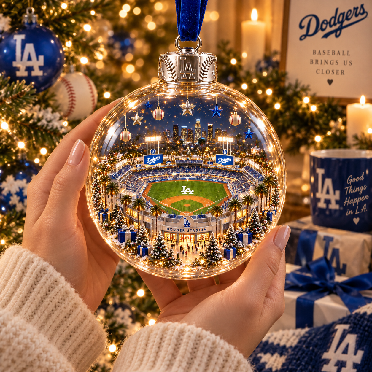 ⚾🎄 Light-Up Baseball Stadium Christmas Ornament