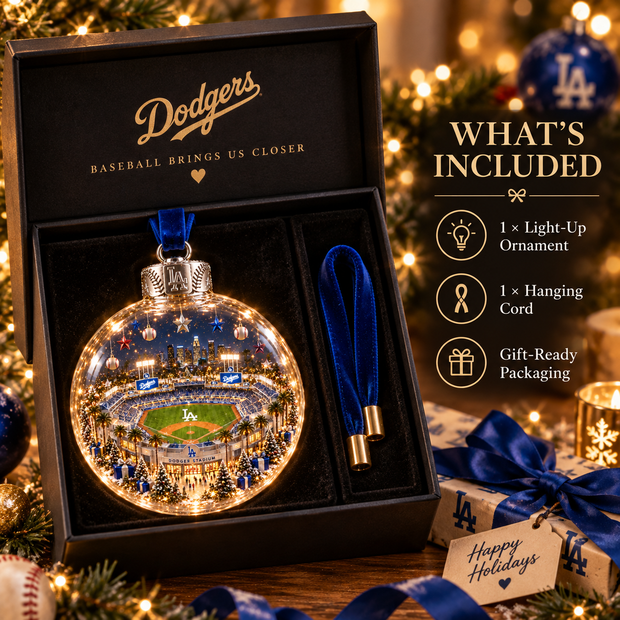 ⚾🎄 Light-Up Baseball Stadium Christmas Ornament