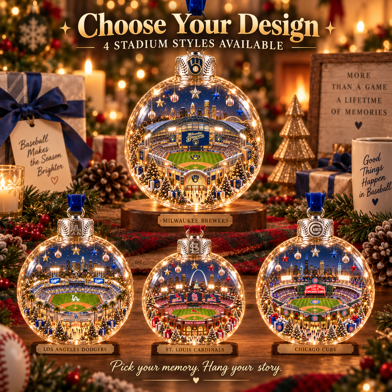 ⚾🎄 Light-Up Baseball Stadium Christmas Ornament