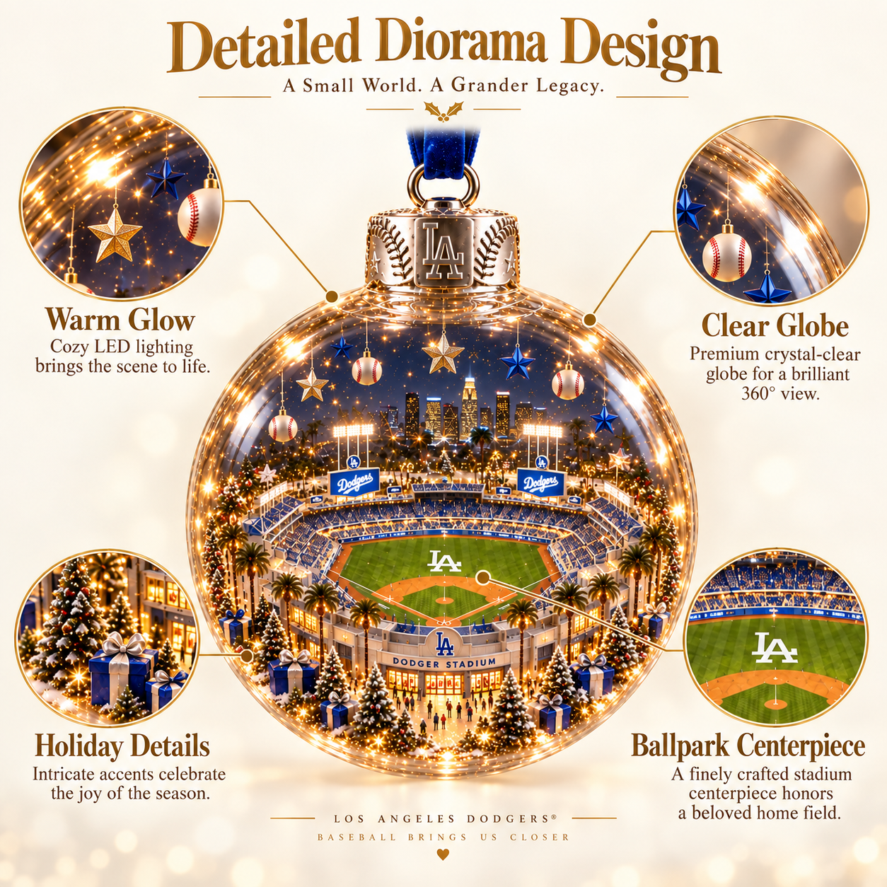⚾🎄 Light-Up Baseball Stadium Christmas Ornament