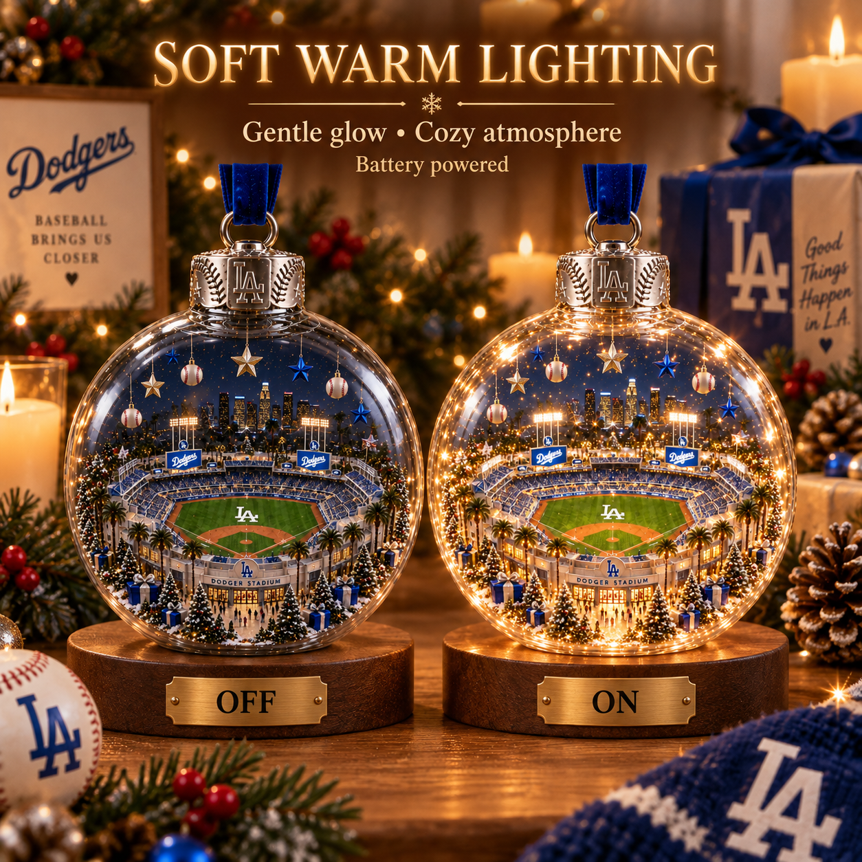 ⚾🎄 Light-Up Baseball Stadium Christmas Ornament