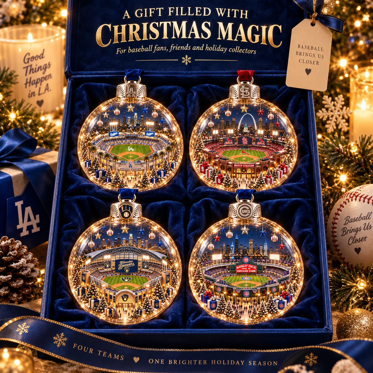 ⚾🎄 Light-Up Baseball Stadium Christmas Ornament
