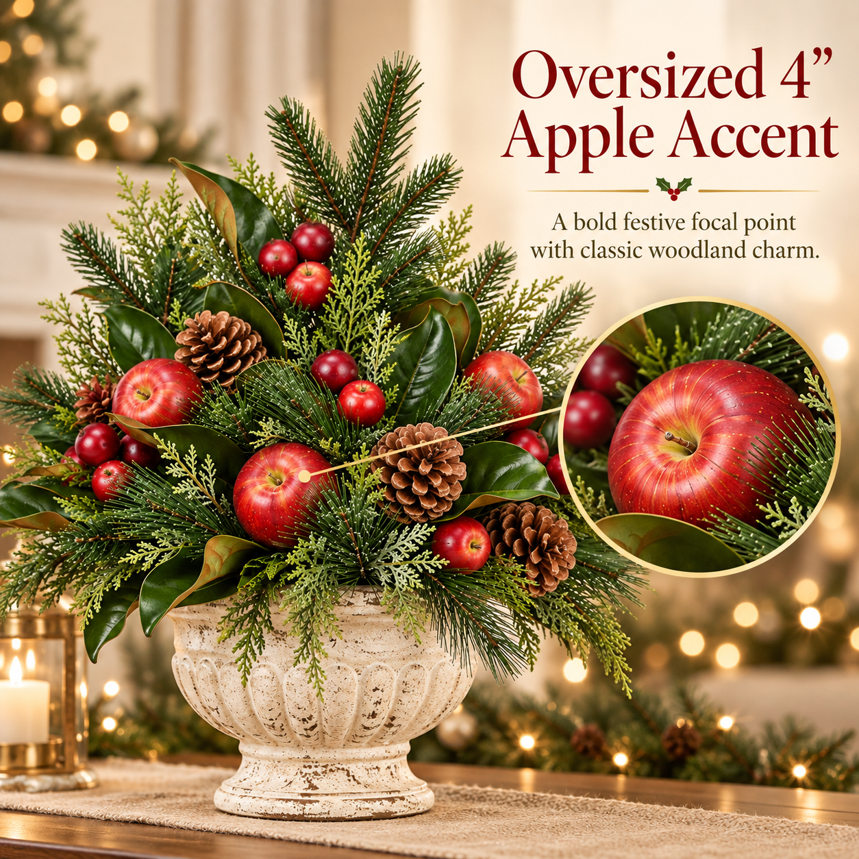 3-Pack Vintage Woodland Apple Christmas Picks