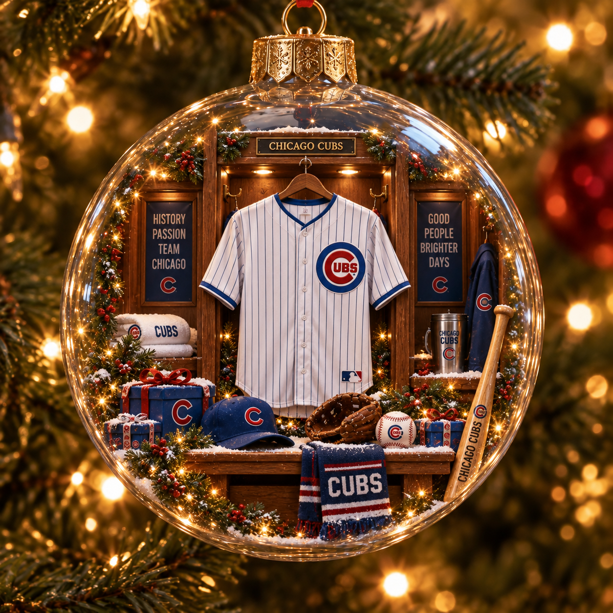 🎄 Fly the W — Light-Up Baseball Heritage Diorama Ornament