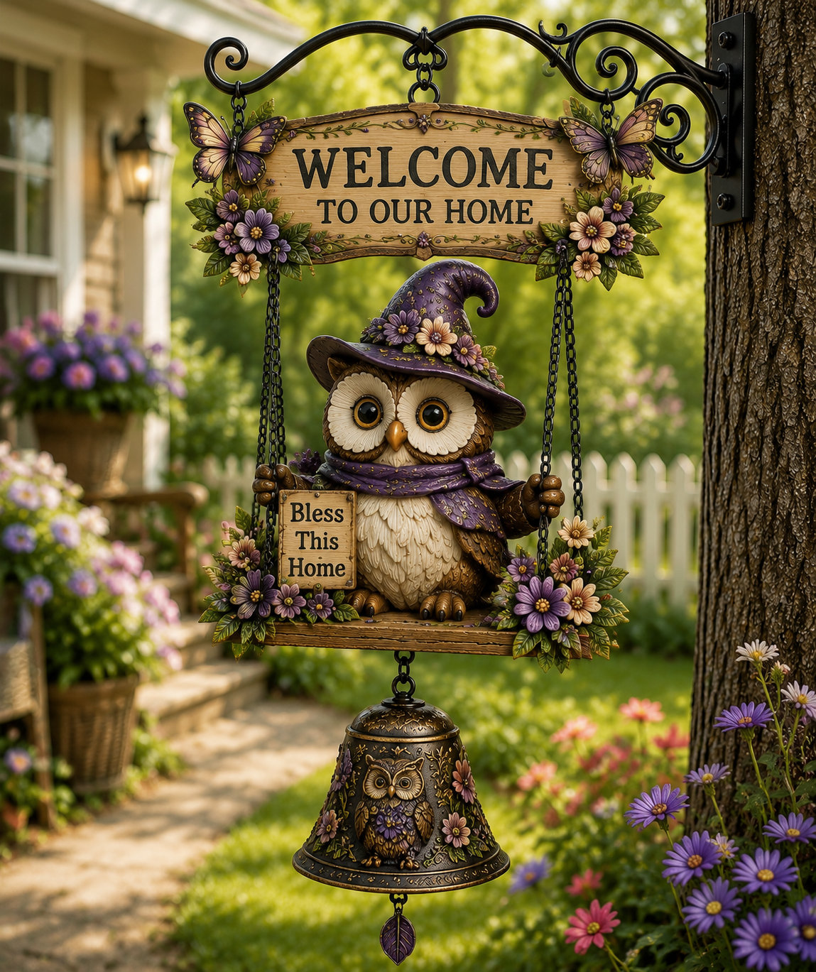 🇺🇸 Patriotic Gnome Welcome Bell – God Bless America Porch Decor