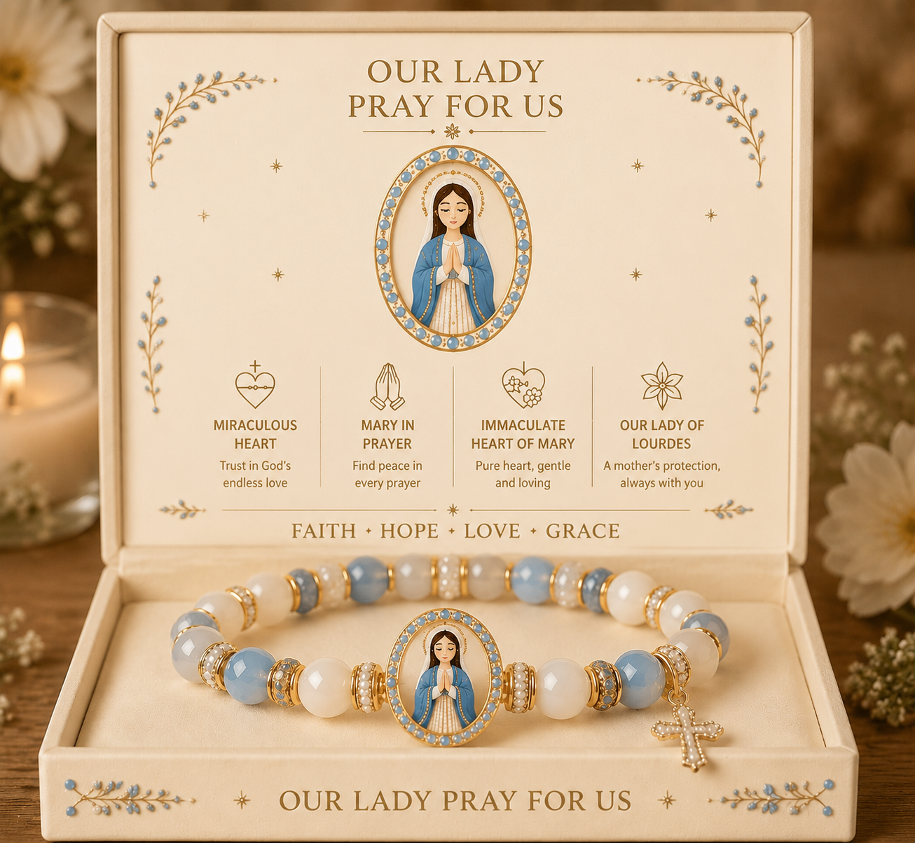 Virgin Mary Blessings Bracelet Faith, Love & Grace