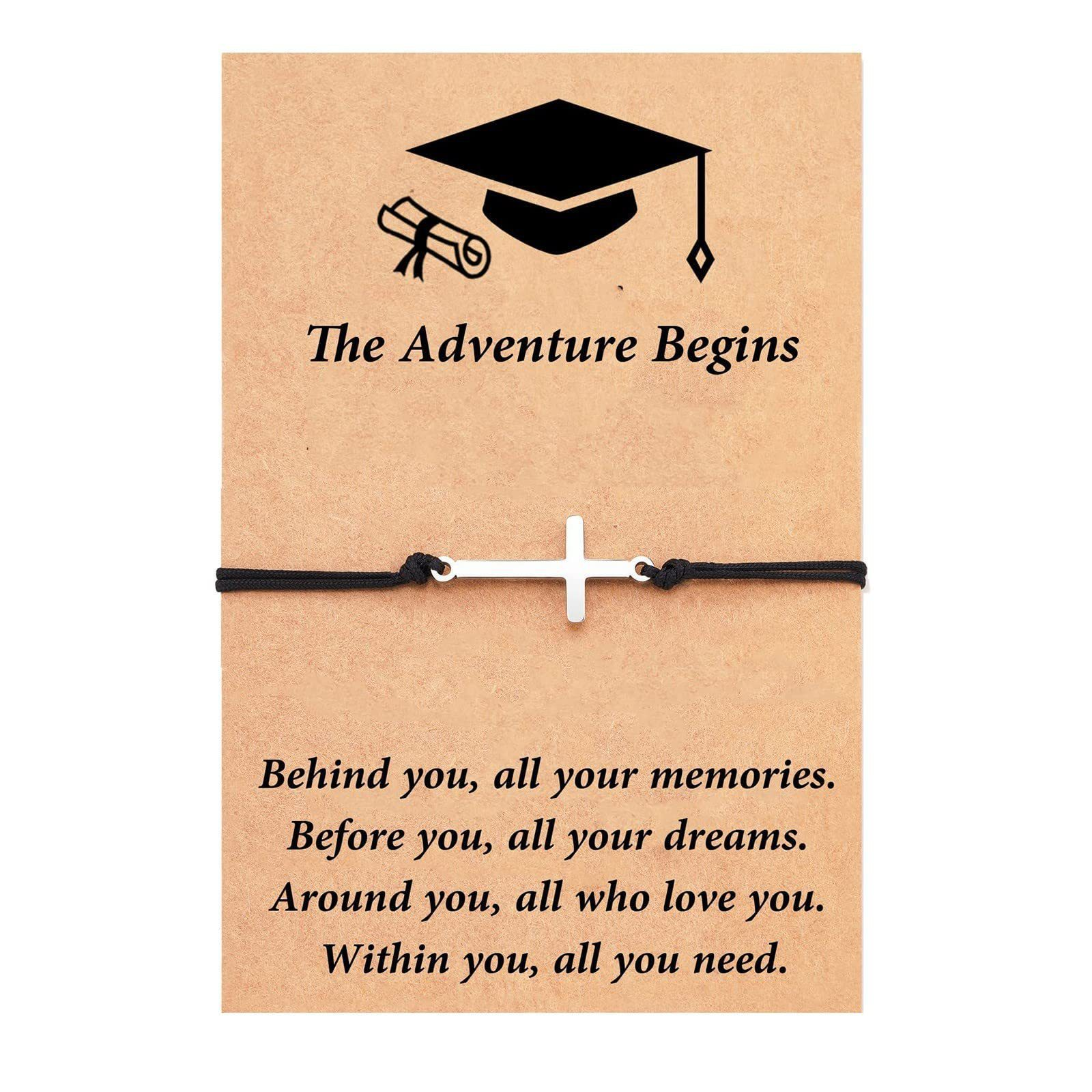 Graduation Compass Bracelet for Class of 2026 Inspirational Gift for Her Him, High School College 8th Grade Graduate, Stainless Steel with Heartfelt Card & Graduation Cap Box