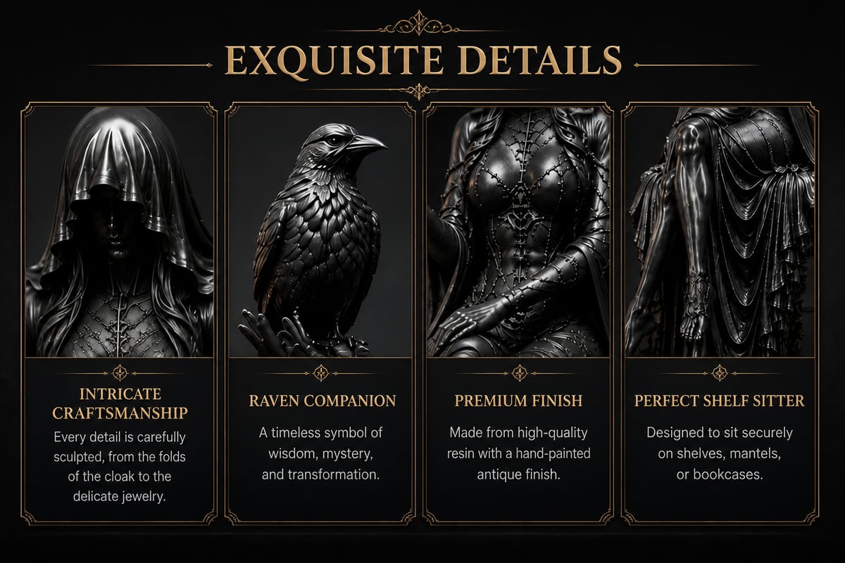 Last Day 50% OFF –¤ Gothic Raven Shelf Sitter Statue