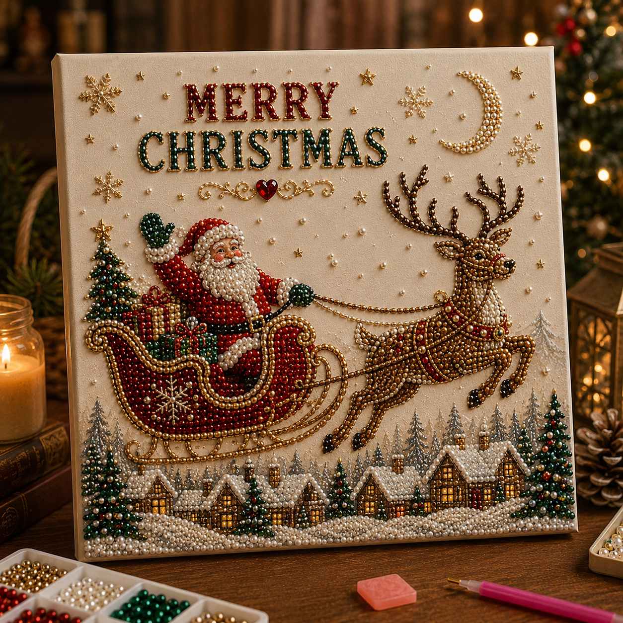 🎅 Christmas Santa Sleigh DIY Bead Art Kit