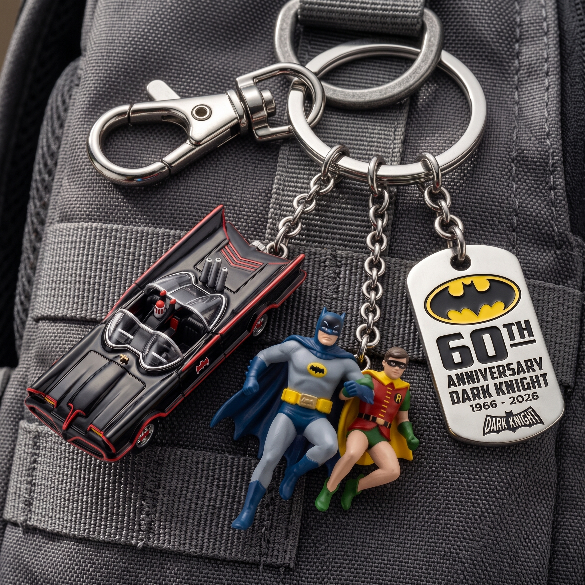 60th Anniversary Dark Knight 1966-2026 Keychain