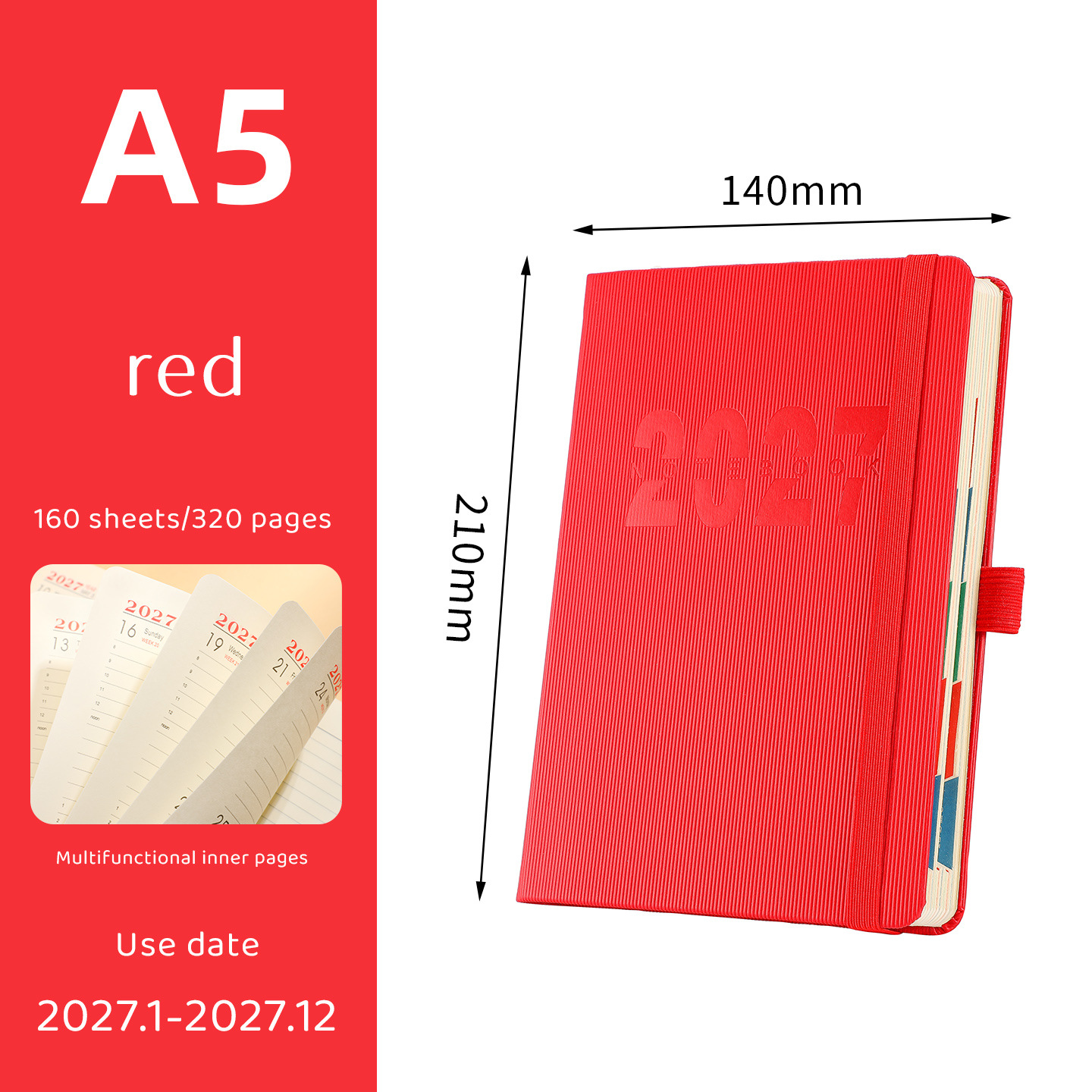 📔50% OFF NOW! 2027 Minimalist Daily Planner Notebook‐ 365‐Day Layout Journal, Lay‐Flat Binding Ink‐Proof Paper PU Cover Agenda for Time Management