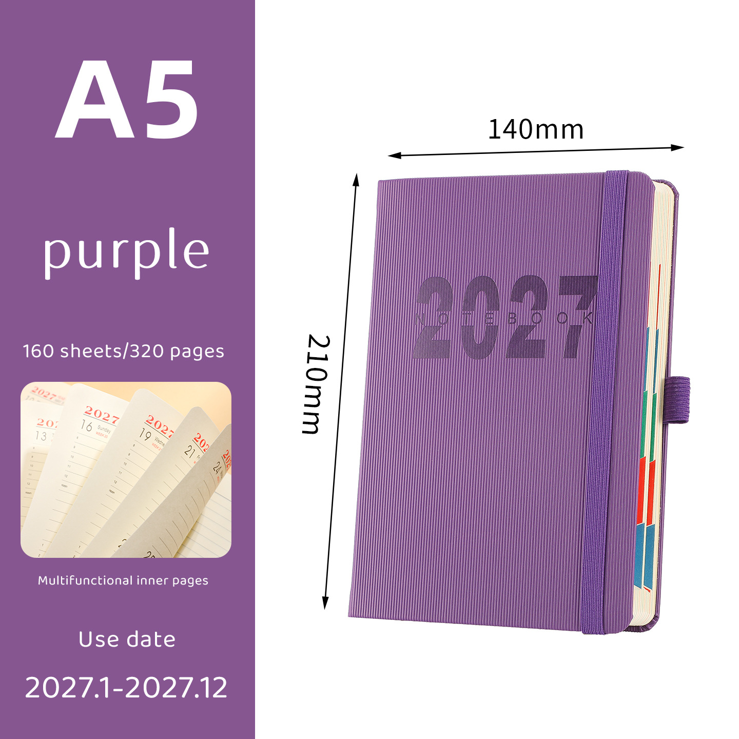 📔50% OFF NOW! 2027 Minimalist Daily Planner Notebook‐ 365‐Day Layout Journal, Lay‐Flat Binding Ink‐Proof Paper PU Cover Agenda for Time Management