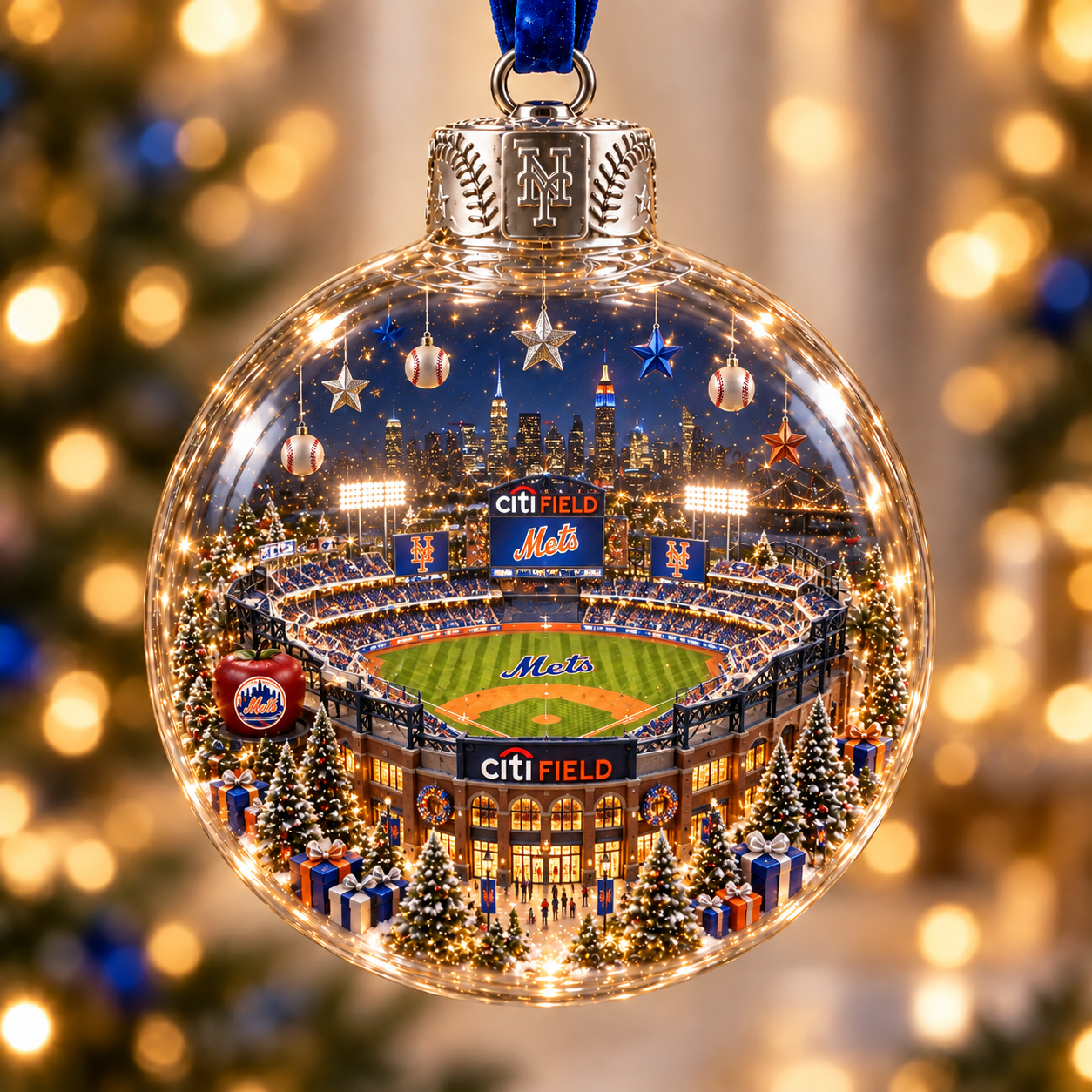 ⚾🎄 Light-Up Baseball Stadium Christmas Ornament