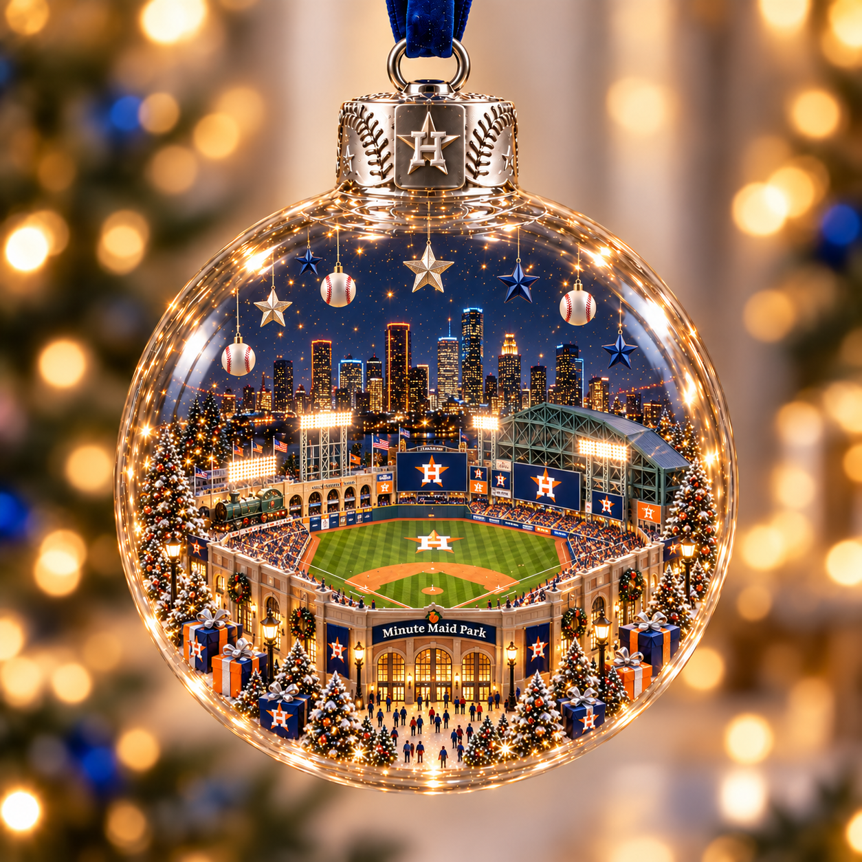 ⚾🎄 Light-Up Baseball Stadium Christmas Ornament