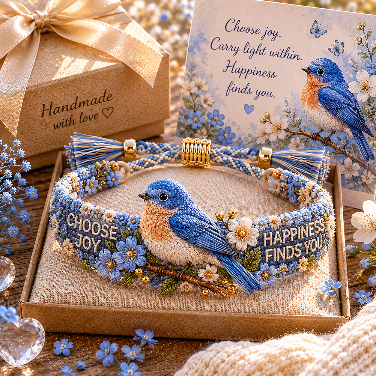 Handmade Bird Embroidered Bracelet Collection