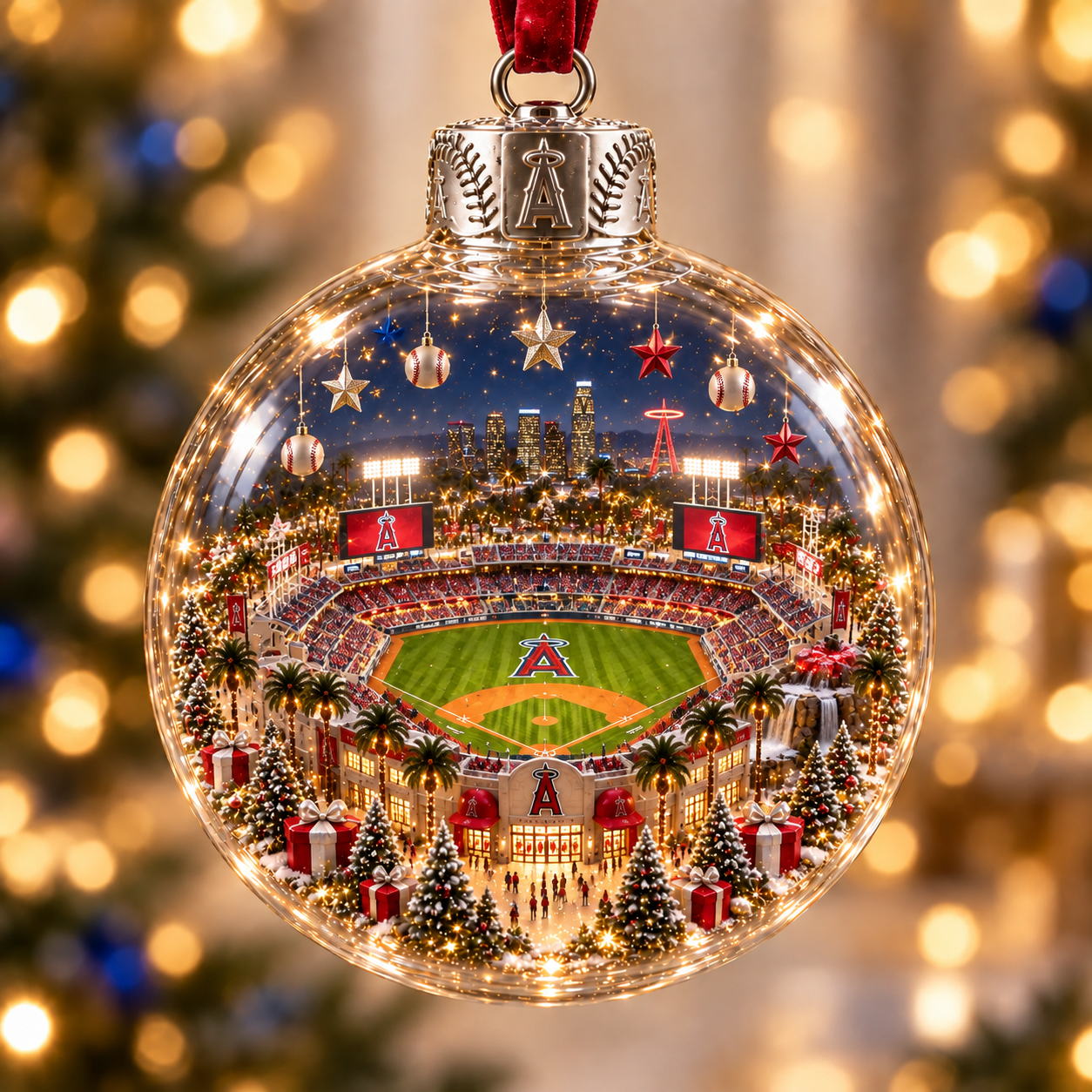 ⚾🎄 Light-Up Baseball Stadium Christmas Ornament