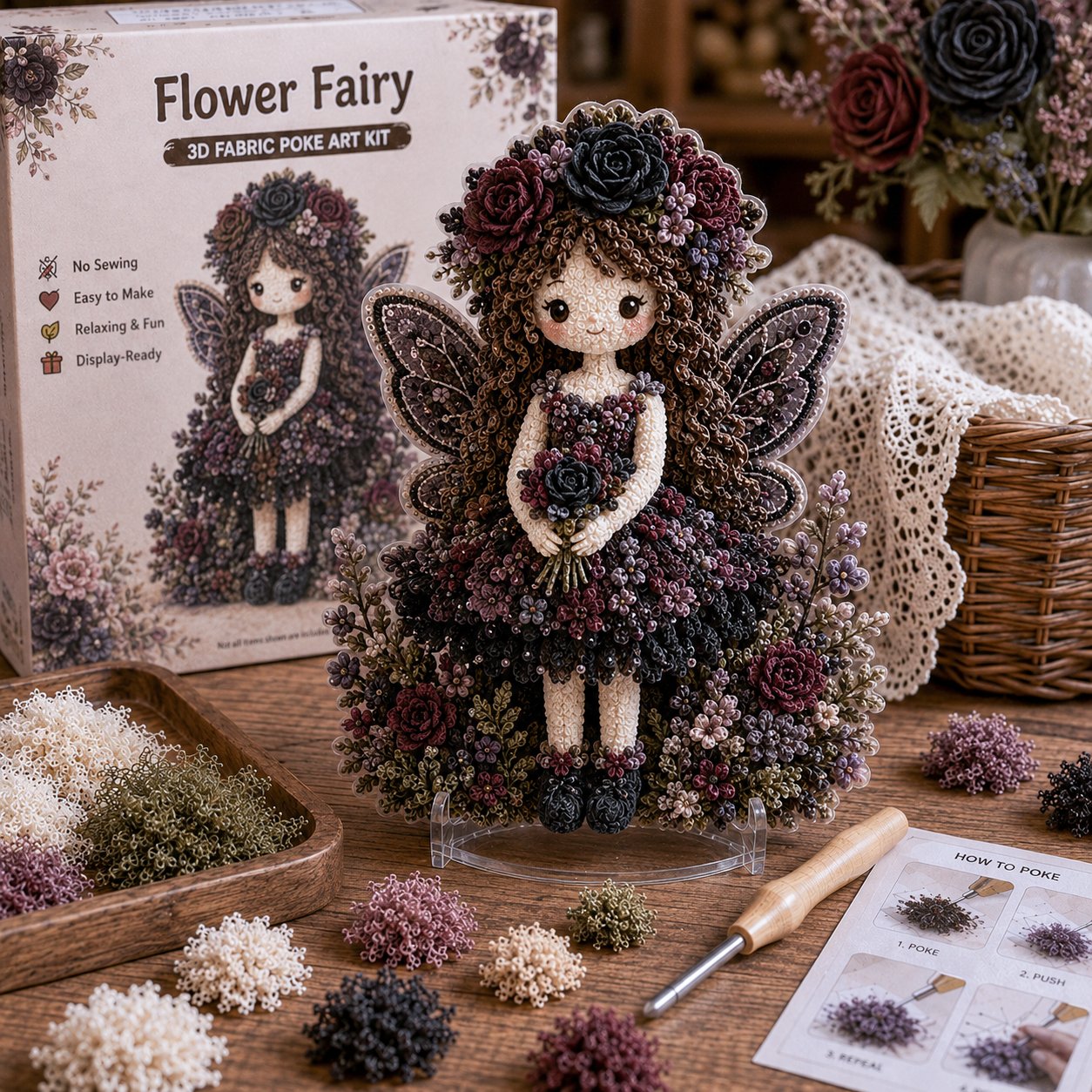 🌸Flower Fairy 3D Fabric Poke Art Kit