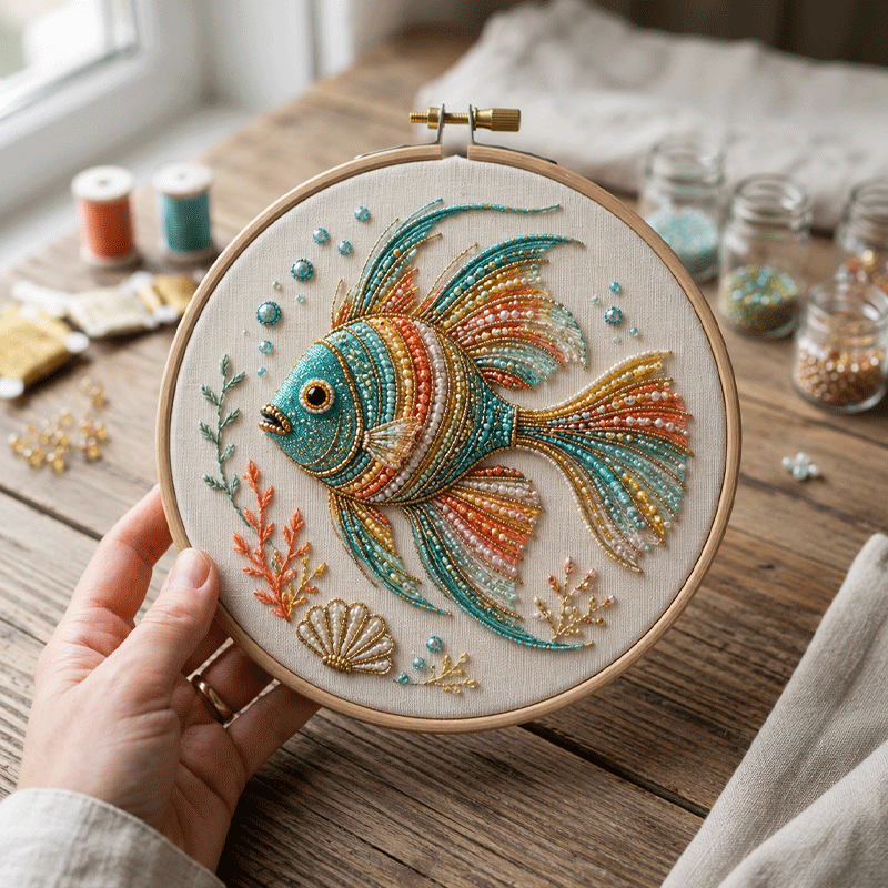 🔥50% Off Last Day - BUY 3 GET 1 FREE🐙Ocean-Themed Bead Embroidery Kit