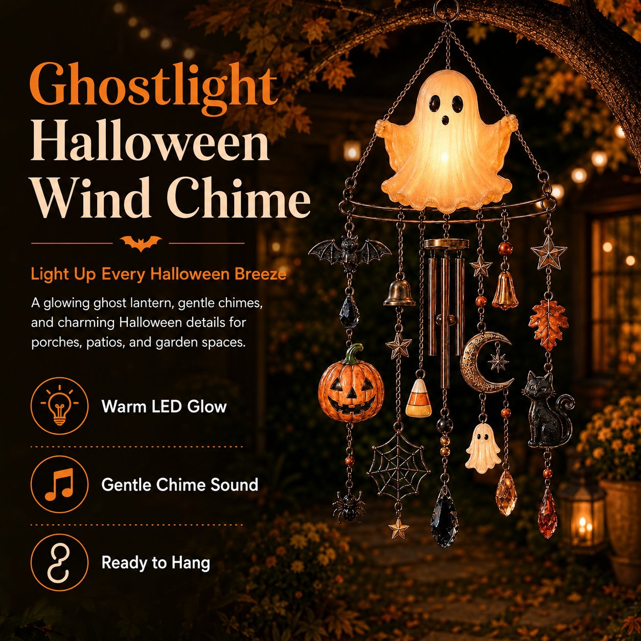 🔥 Halloween Early Bird Sale — 70% OFF —👻 Haunted Glow Ghost Wind Chime