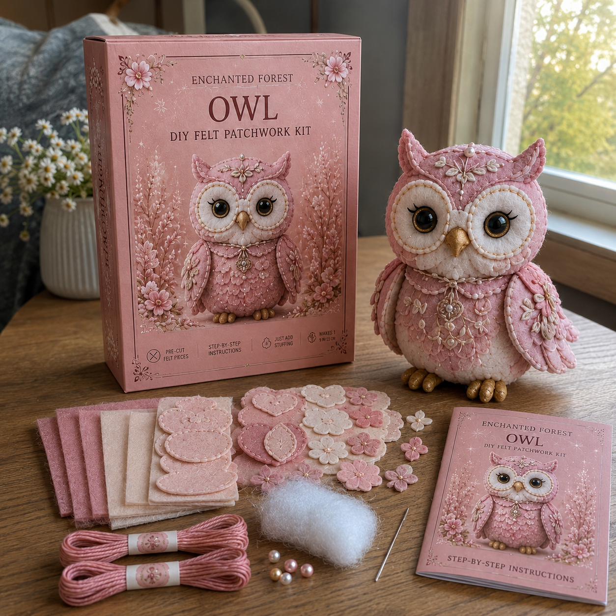 💗Pink Woodland Friends DIY Felt Sewing Kit – Make Your Own Cute Animal