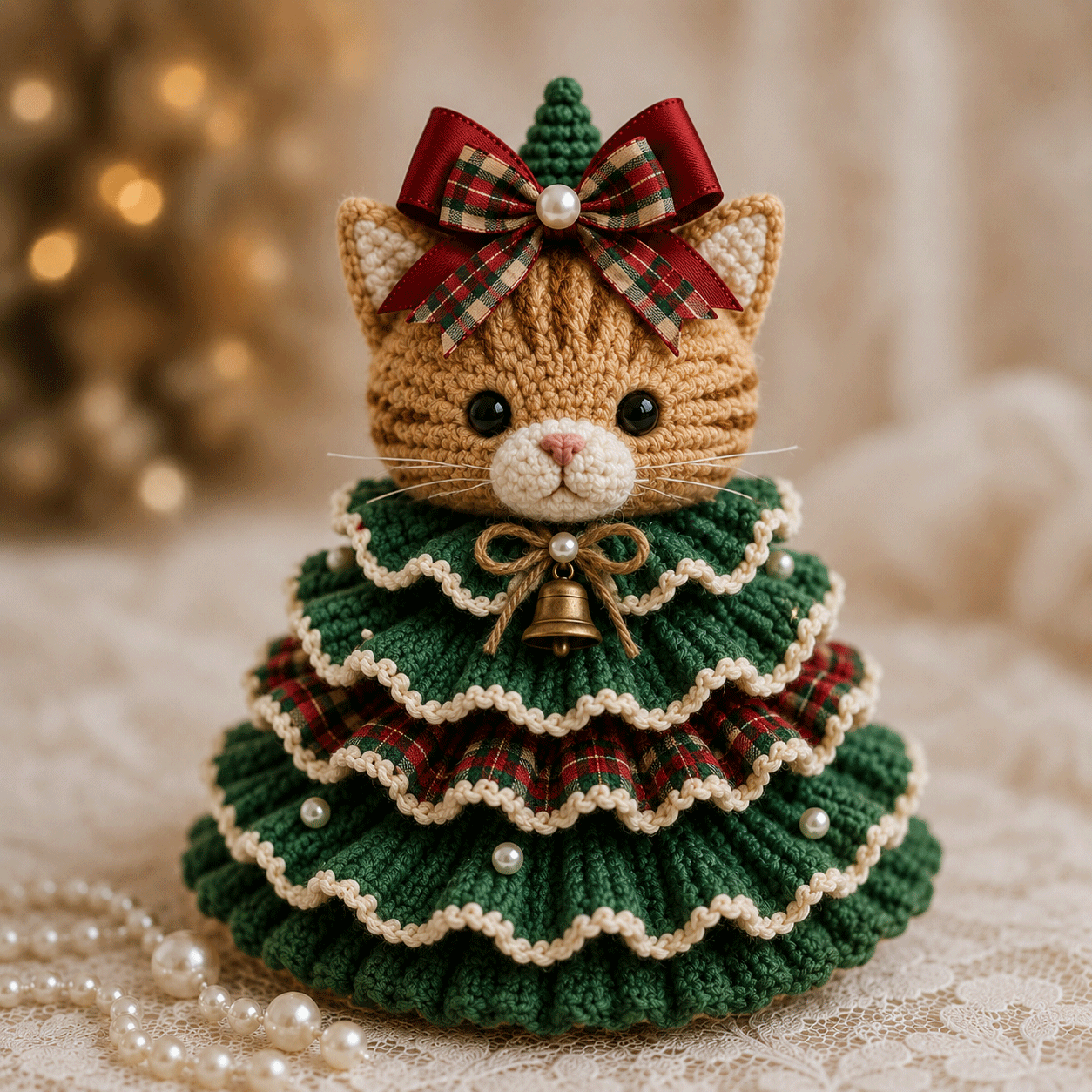 Cat crochet animal Christmas tree kit