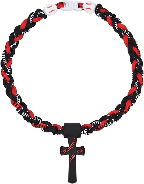 Triple-Rope Tornado Baseball Necklace Cross Charm Pendant with "I CAN DO ALL THINGS PHL4:13