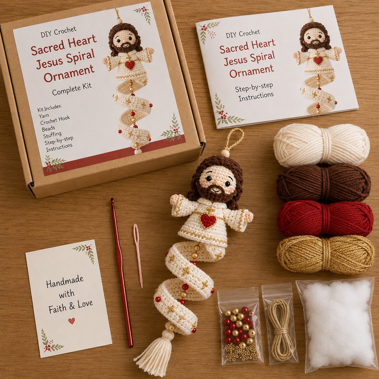 ✨ DIY Crochet Blessed Mother Spiral Hanging Ornament Kit – Handcraft a Heavenly Keepsake 🙏🧶