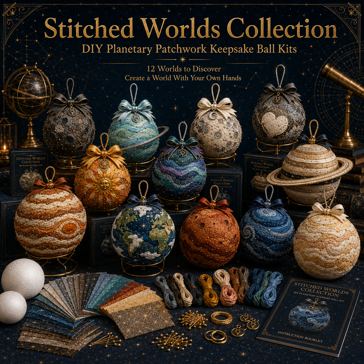 🔥 Last Day 49% OFF – 🌌 Stitched Worlds Collection | DIY Planetary Patchwork Keepsake Series