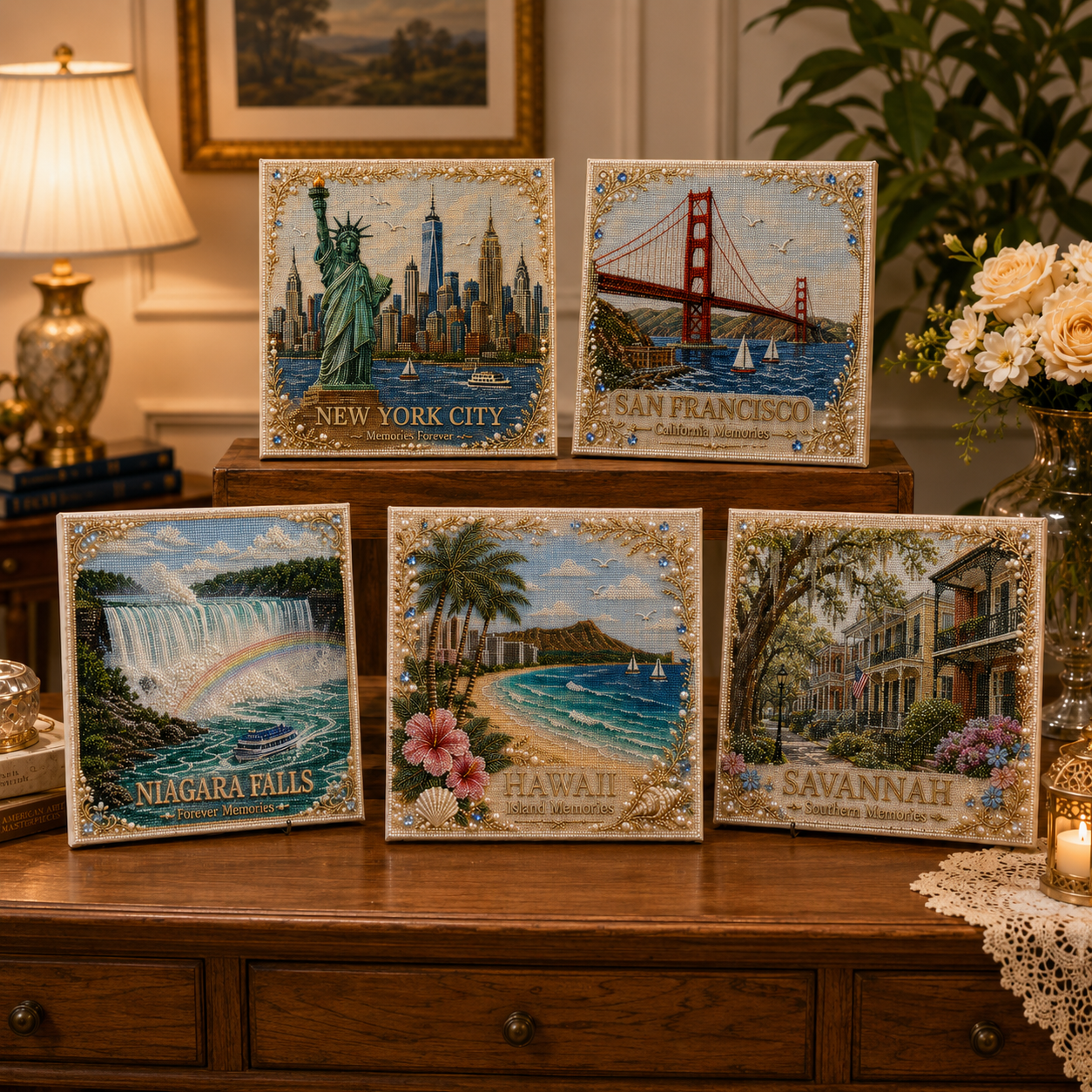 🗽 American Landmark Collection Crystal Art DIY Kit