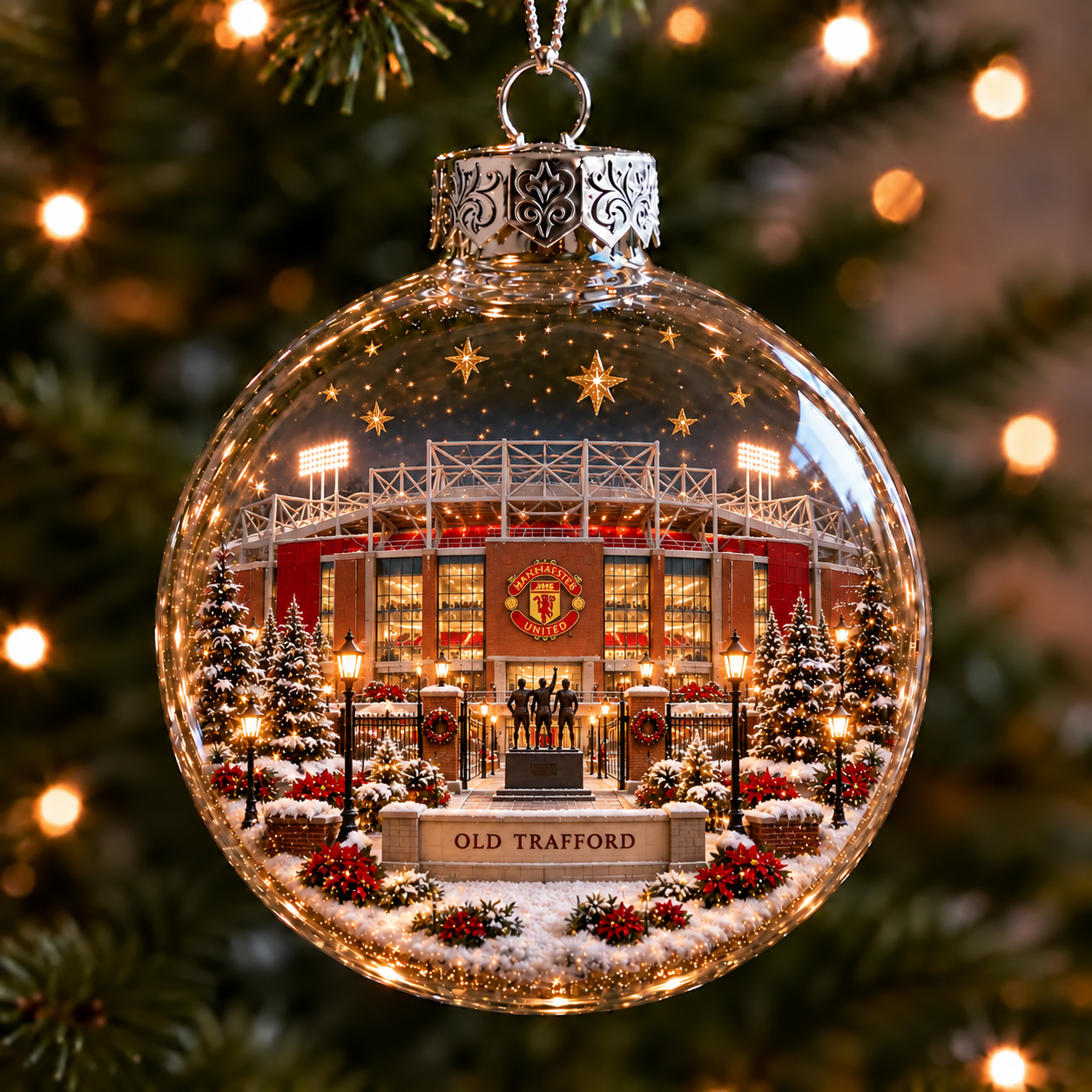 ⚽🎄 Light-Up Football Stadium Christmas Ornament