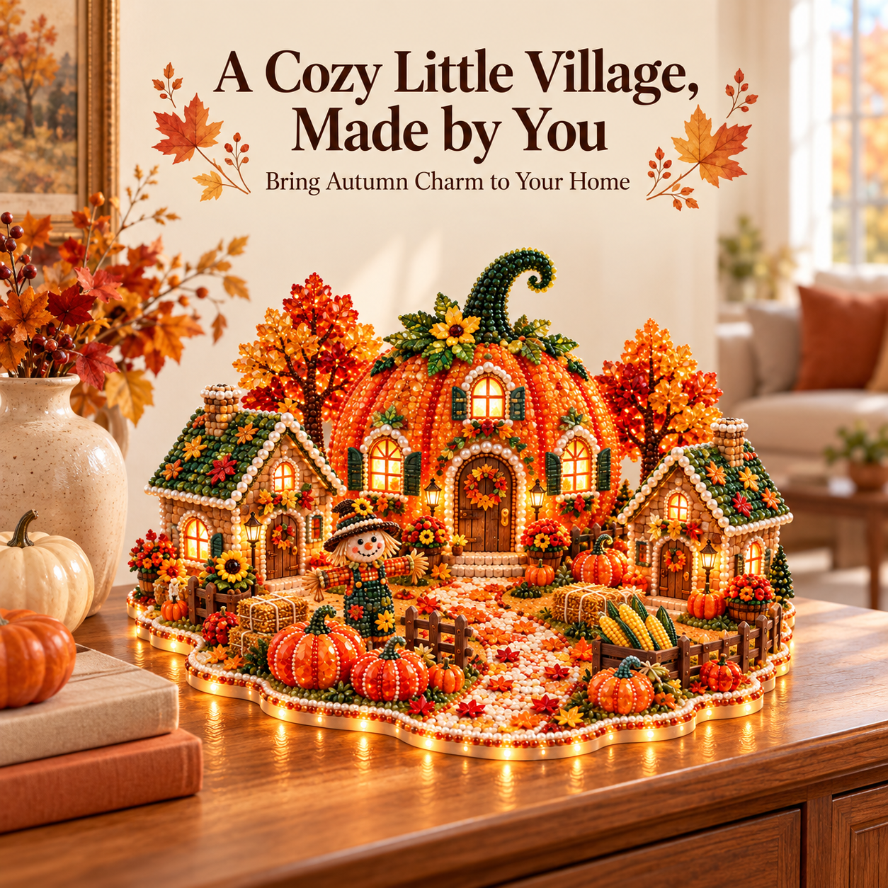 🔥 Holiday Sale: 60% Off 🍂 DIY Sparkling Autumn Village — 3D Diamond Art Decoration Kit