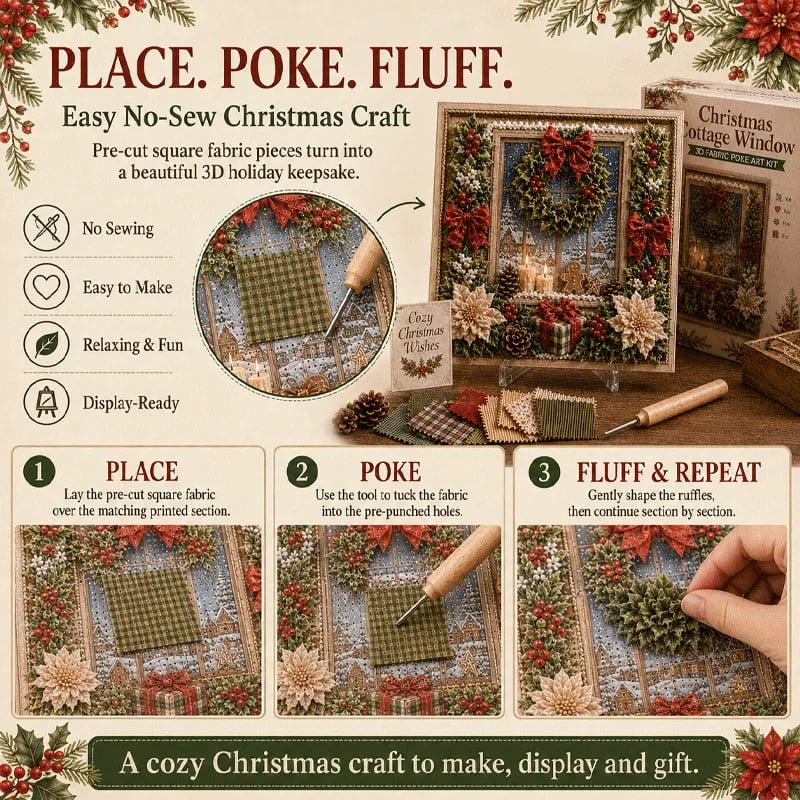 🎄🧵 Premium 3D Christmas Fabric Poke Art Kit