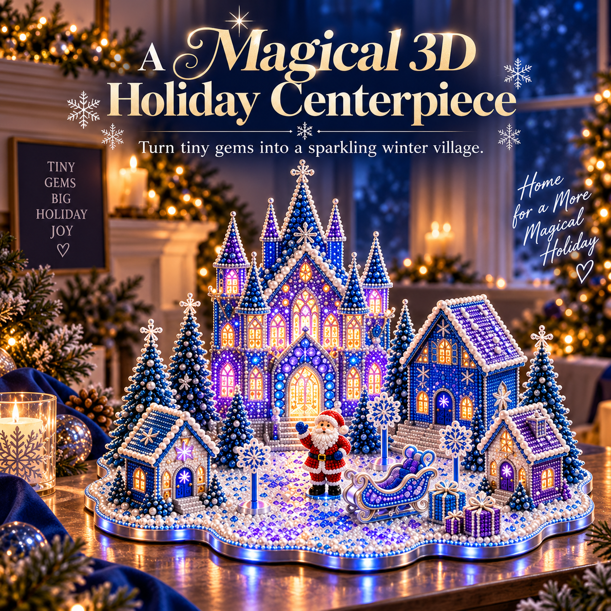 🎁 Last Day 49% OFF –Magical Christmas Village – DIY Rhinestone Set for Festive Table Decor