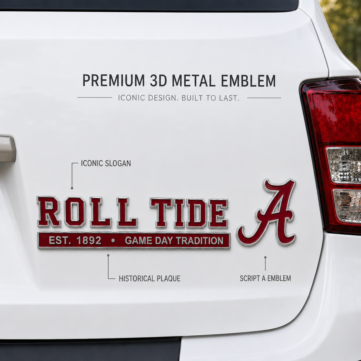 🔴 ROLL TIDE 3D Metal Car Emblem Badge