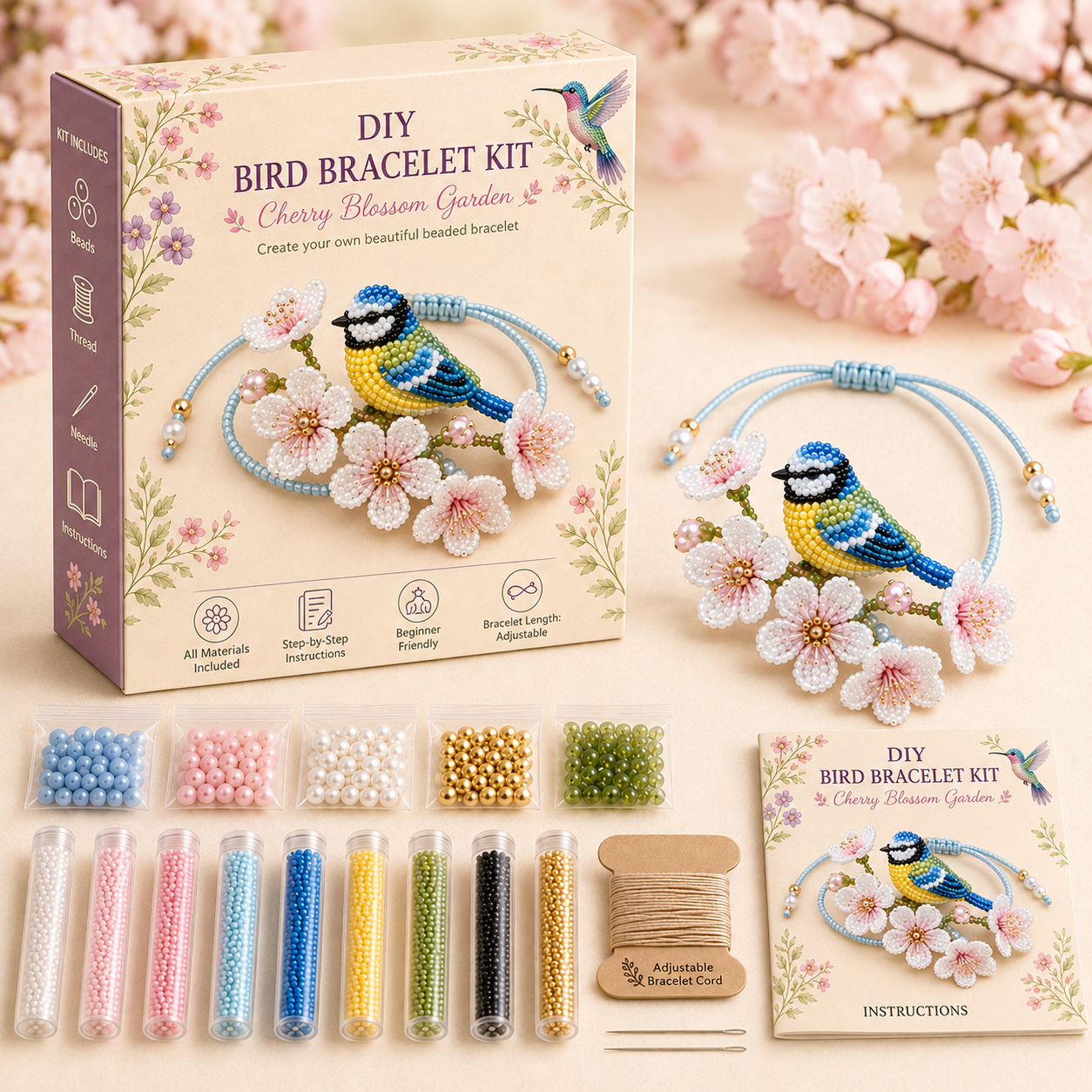 DIY Beaded Nature Bracelet Kit Bird, Fox & Butterfly Bracelet Making Kit