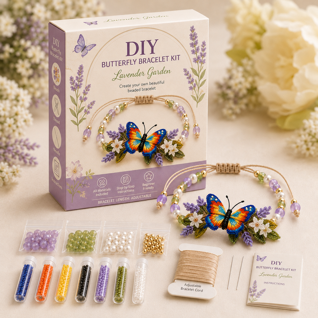DIY Beaded Nature Bracelet Kit Bird, Fox & Butterfly Bracelet Making Kit