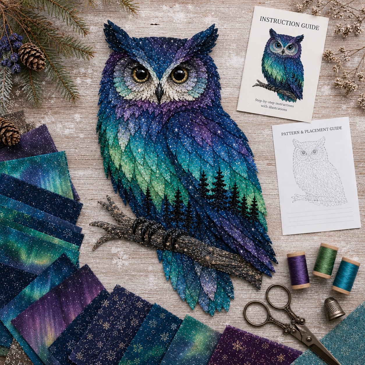 ⏳Last Day 50% OFF - 🌌🐺Northern Lights Wildlife DIY Patchwork Kit 📦Limited Stock🔥
