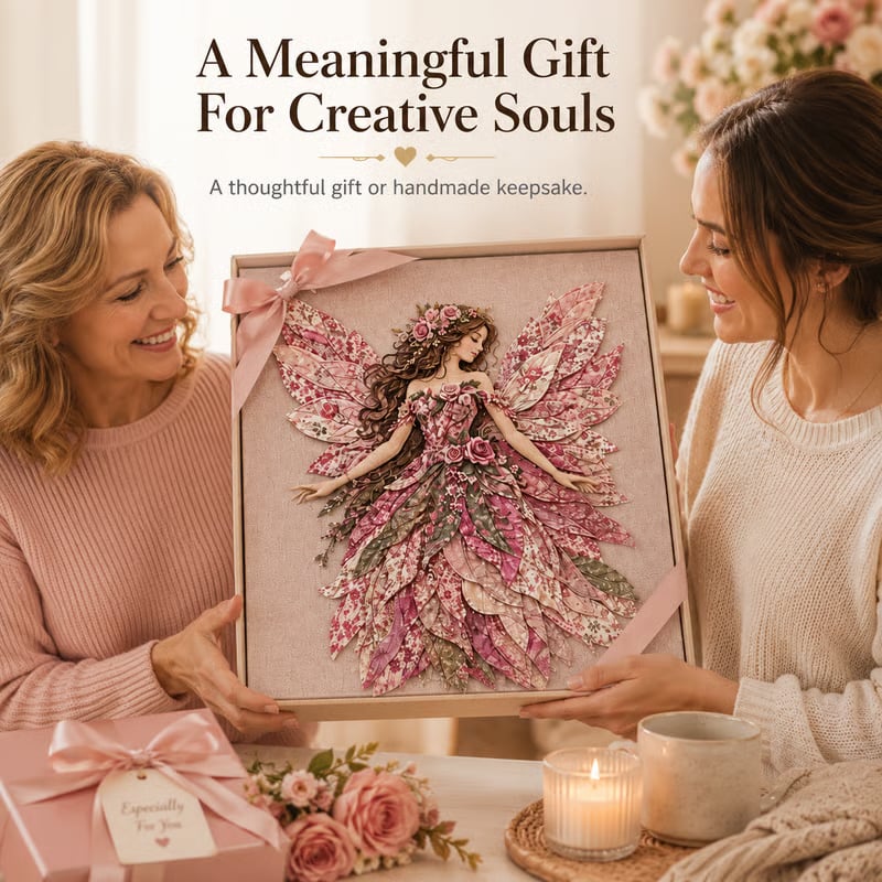 🔥LAST DAY 49% OFF-🧚‍♀️🌸 Premium Fairy Patchwork DIY Kit | High-Quality Layered Fabric with Floral Wings DIY Handmade Fantasy Wall Decor ✨