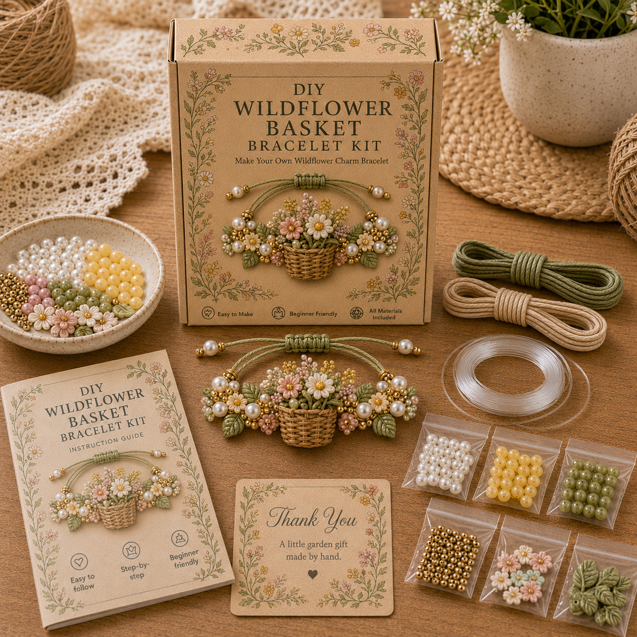 🌻🍄Cottage Garden Charm Bracelet DIY Kit Series🌼🌾🧺