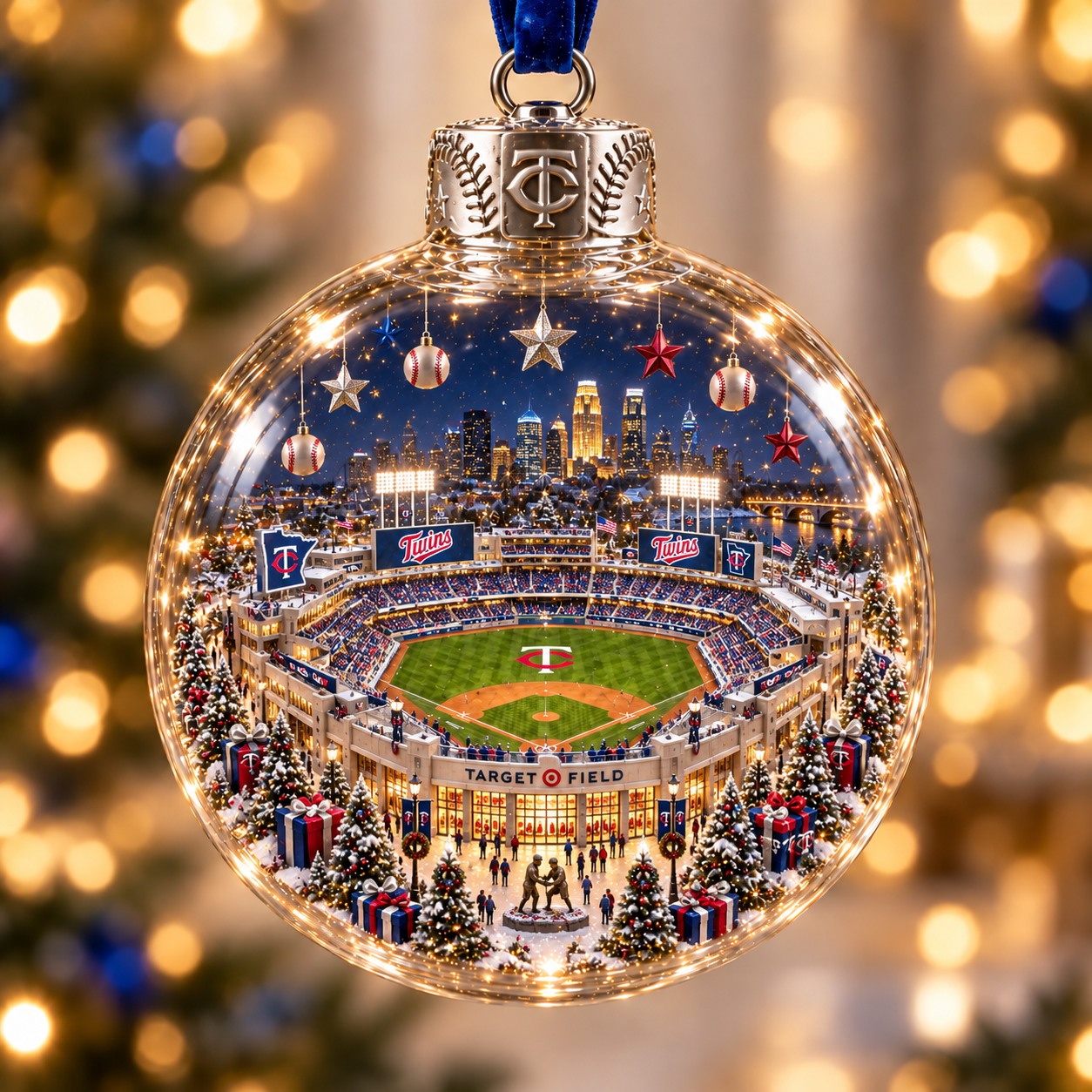 ⚾🎄 Light-Up Baseball Stadium Christmas Ornament