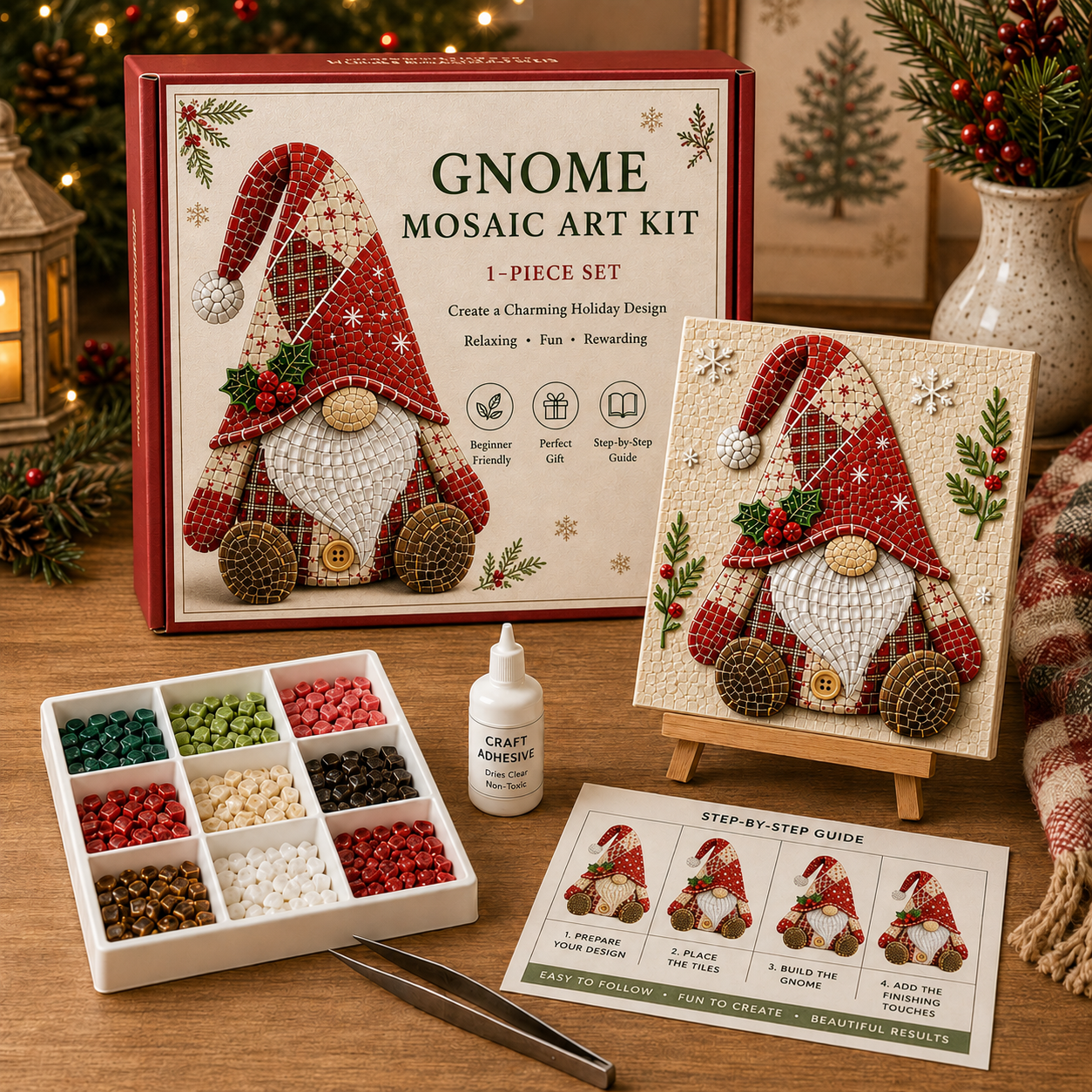 🧩 Gnome Mosaic Art Kit – Create Your Own Charming Handmade Masterpiece