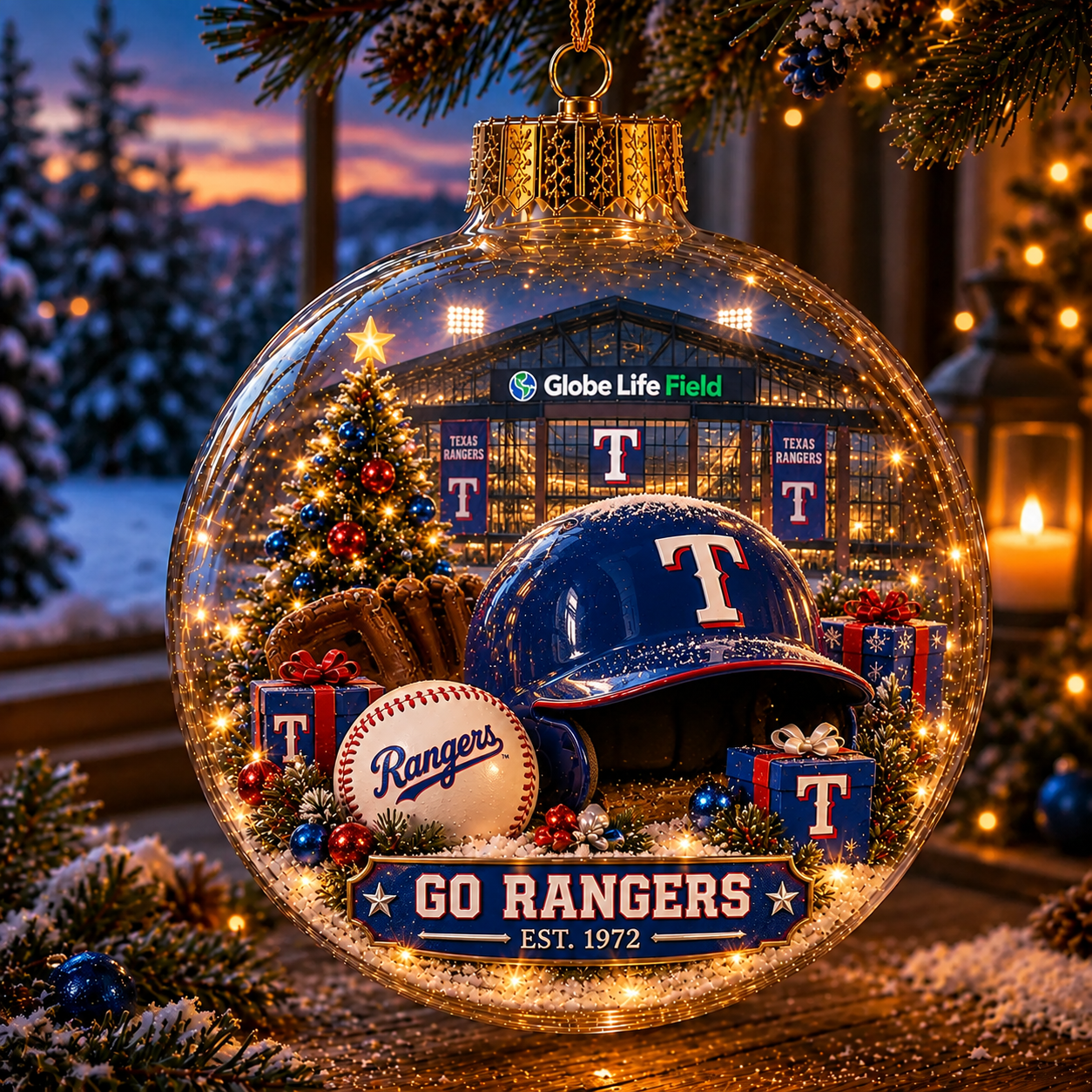 ⚾🎄 Bring the Ballpark Home — Light-Up Baseball Christmas Diorama Ornament