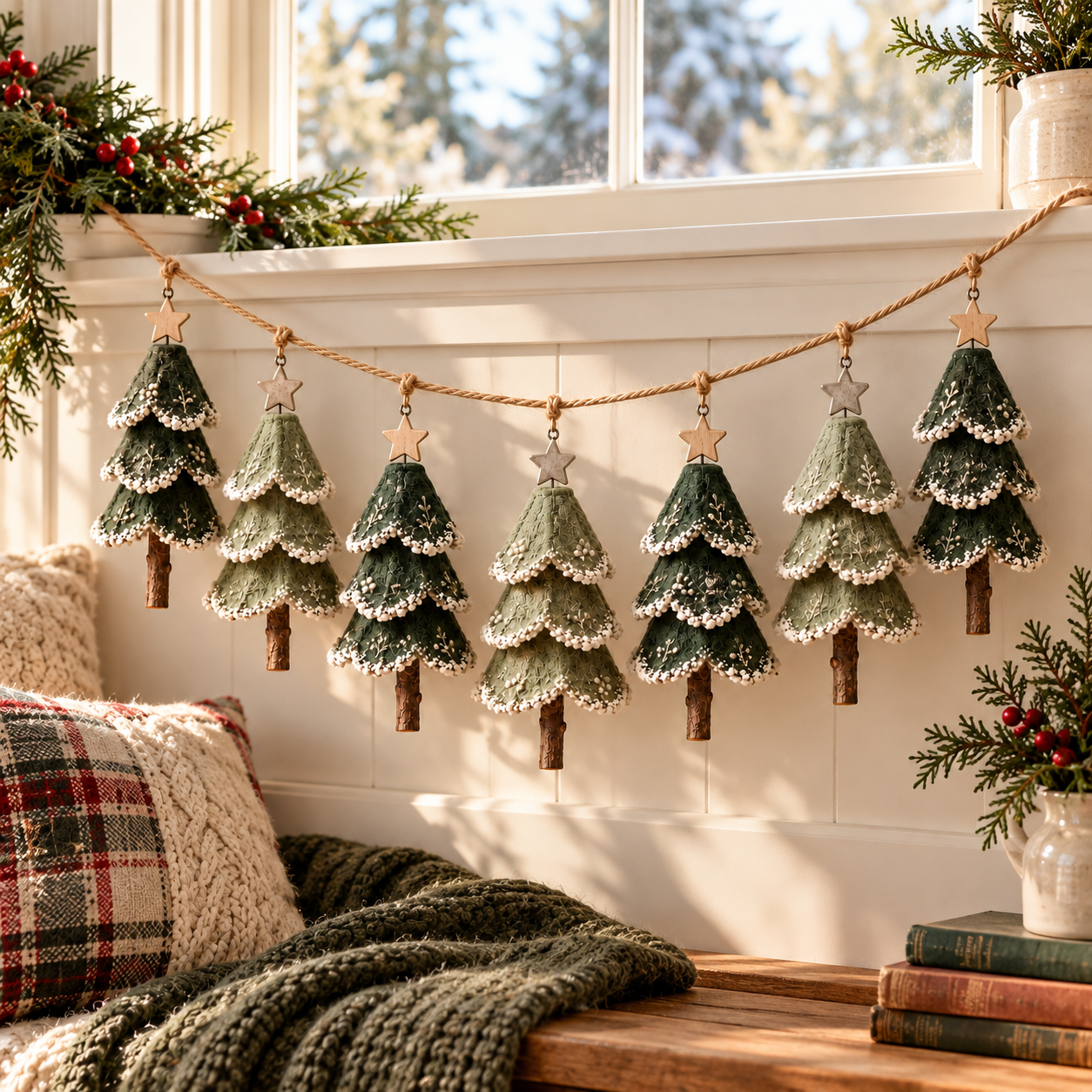 Woodland Christmas Tree Garland – Set of 7