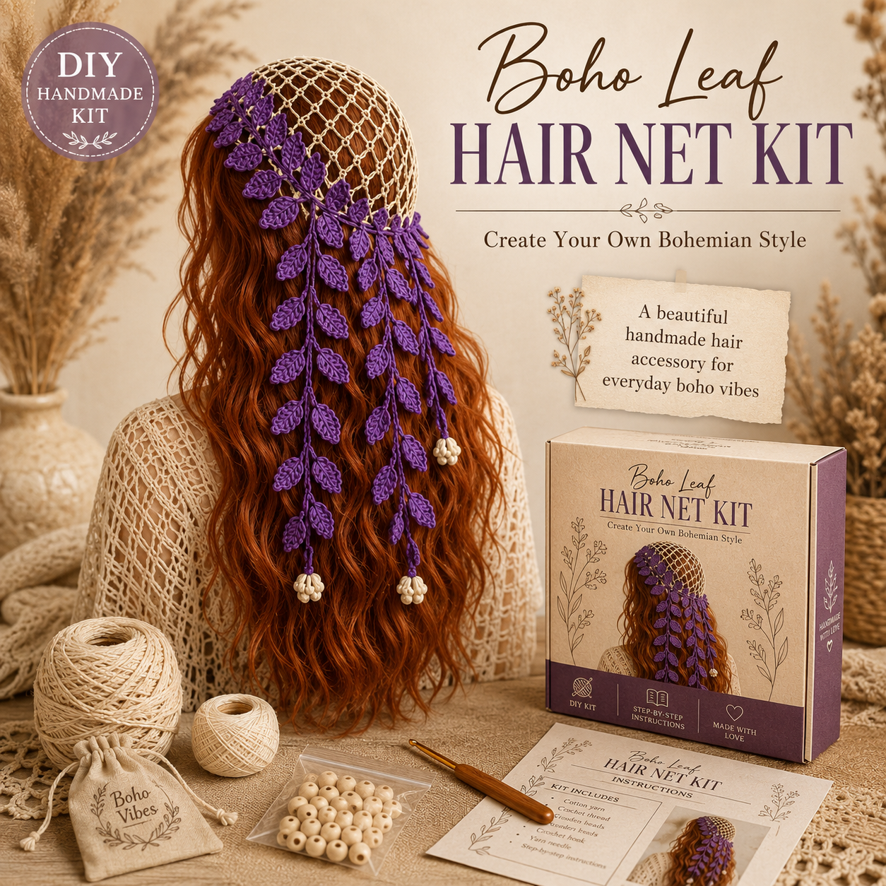 DIY Boho Crochet Hair Snood Kit